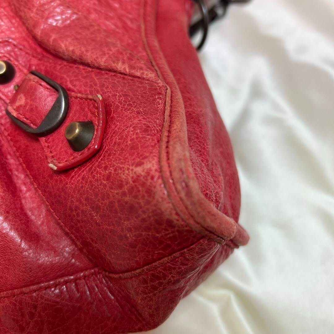BALENCIAGA Le City – Authentic Red Leather Top Handle / Shoulder Bag Classic ES1