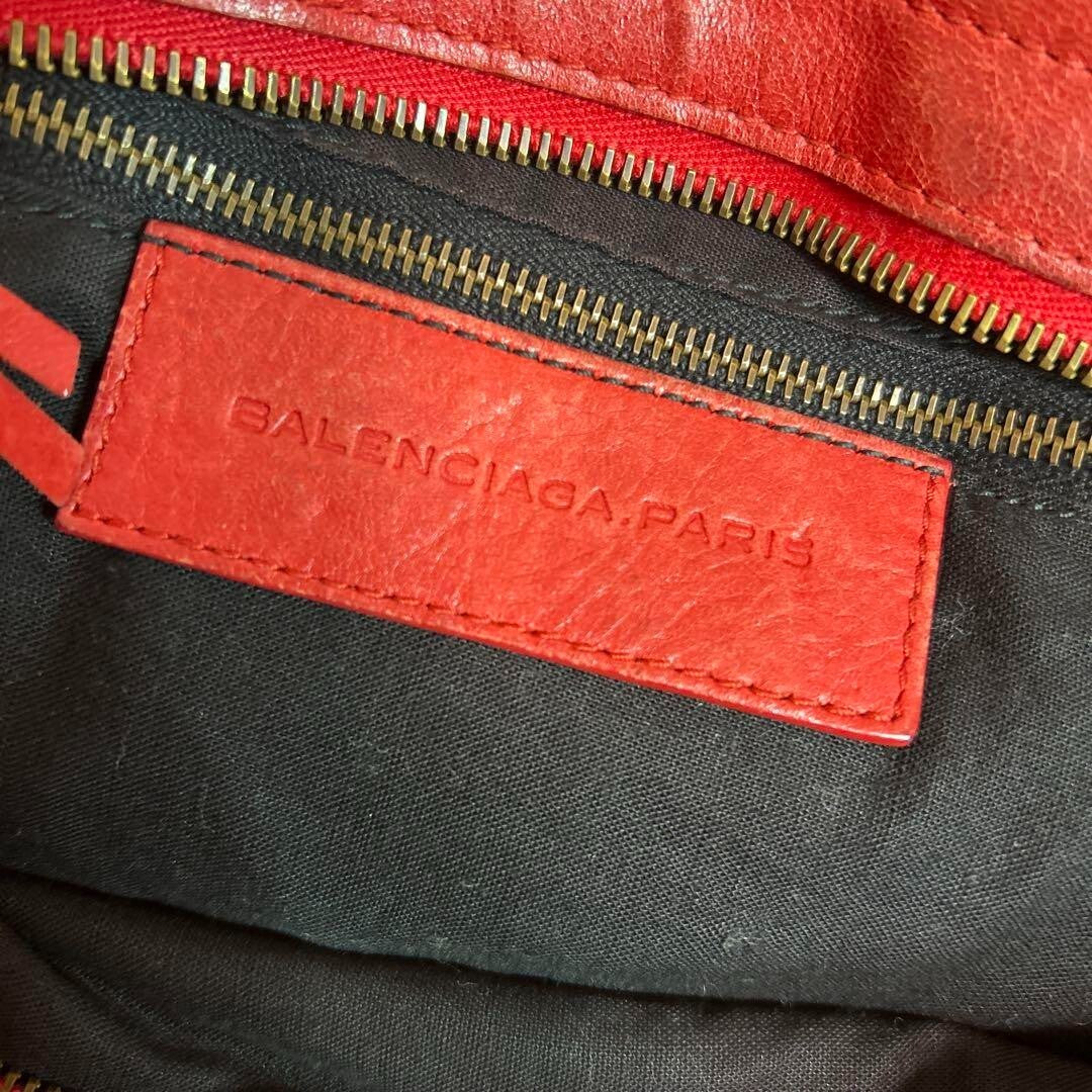 BALENCIAGA Le City – Authentic Red Leather Top Handle / Shoulder Bag Classic ES1